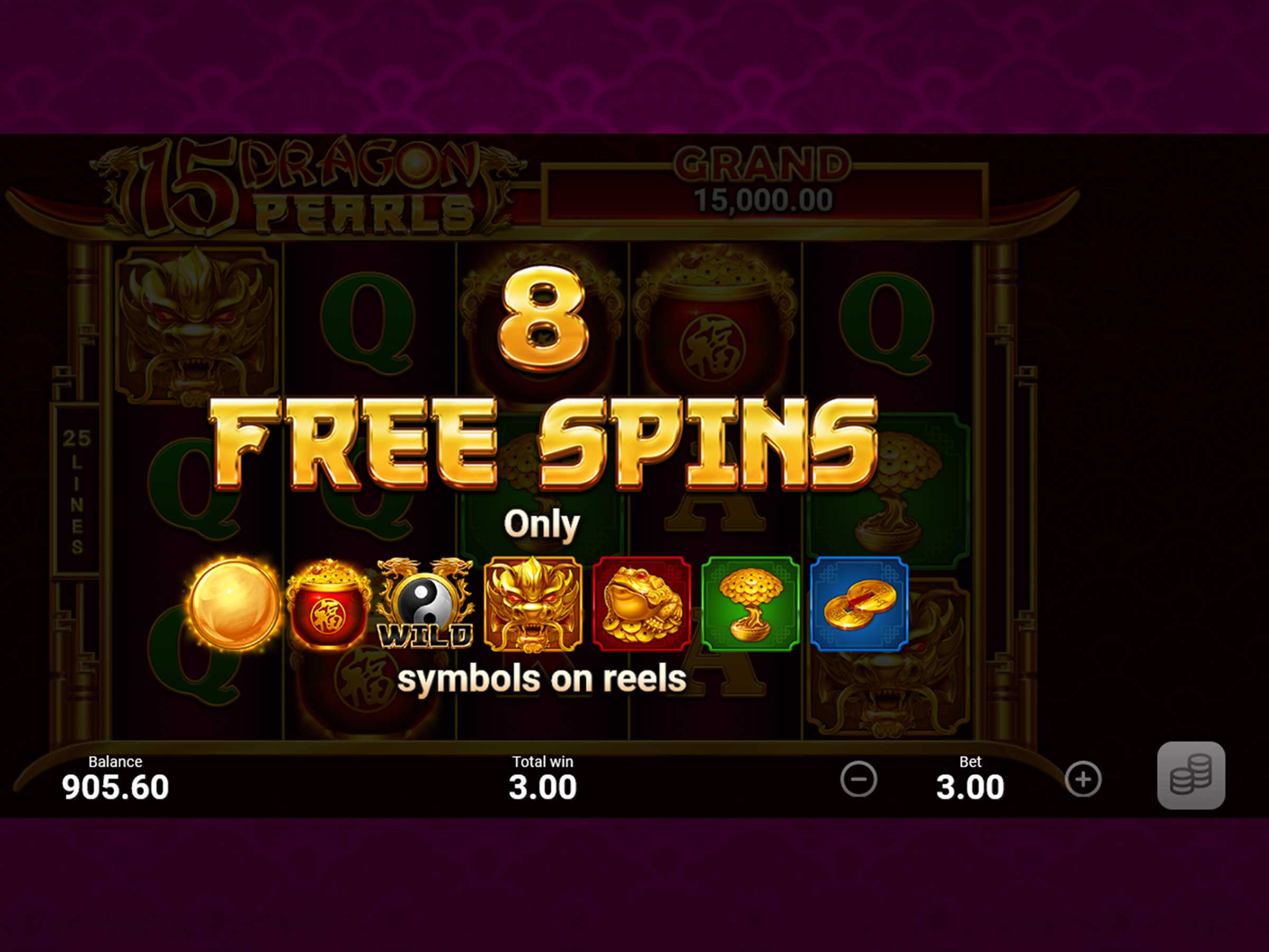 15 Dragon Pearls Hold and Win freespins